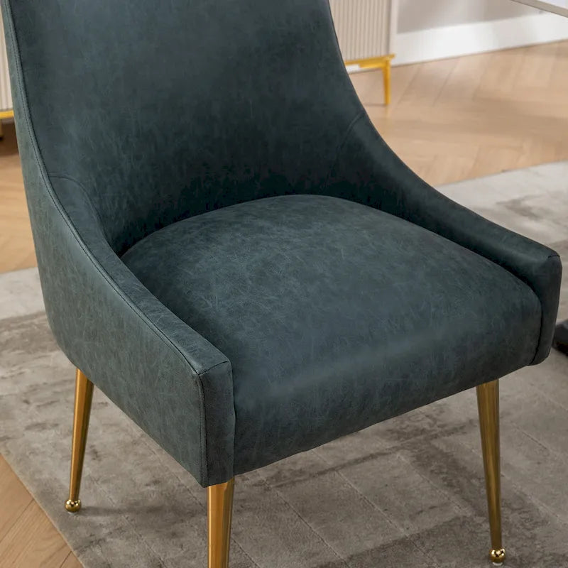 Chaise de salle à manger ou de coiffeuse en velours plissé bouclé style glamour moderne (lot de 2) avec poignée arrière