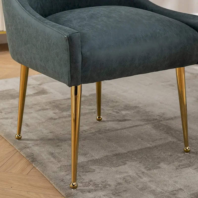Chaise de salle à manger ou de coiffeuse en velours plissé bouclé style glamour moderne (lot de 2) avec poignée arrière