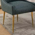 Chaise de salle à manger ou de coiffeuse en velours plissé bouclé style glamour moderne (lot de 2) avec poignée arrière