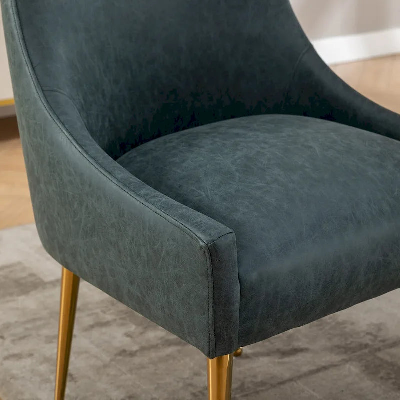 Chaise de salle à manger ou de coiffeuse en velours plissé bouclé style glamour moderne (lot de 2) avec poignée arrière