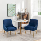 Chaise de salle à manger ou de coiffeuse en velours plissé bouclé style glamour moderne (lot de 2) avec poignée arrière