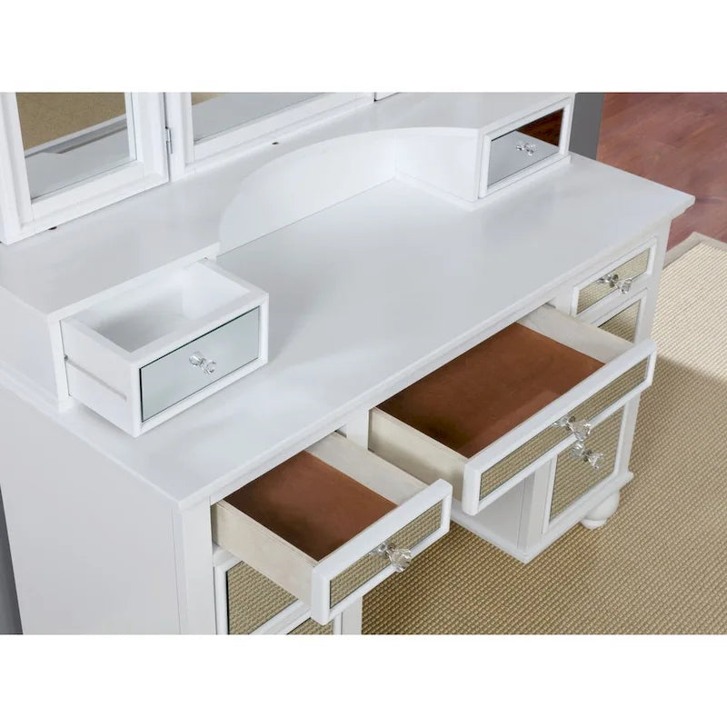 Coiffeuse 3 pièces Glam Wood avec miroir triptyque