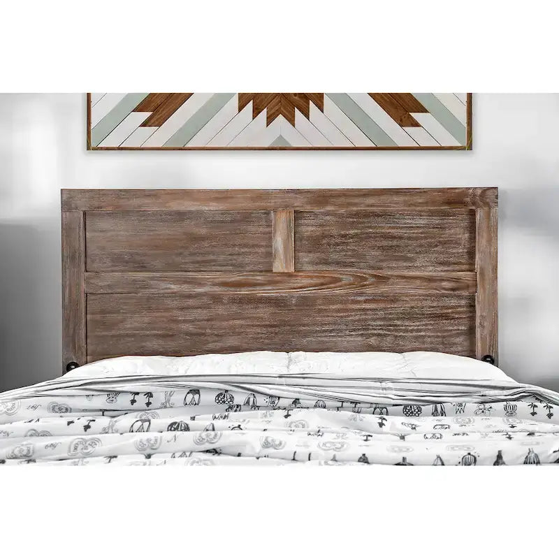 Lit de rangement rustique en bois à 2 tiroirs avec tête de lit USB