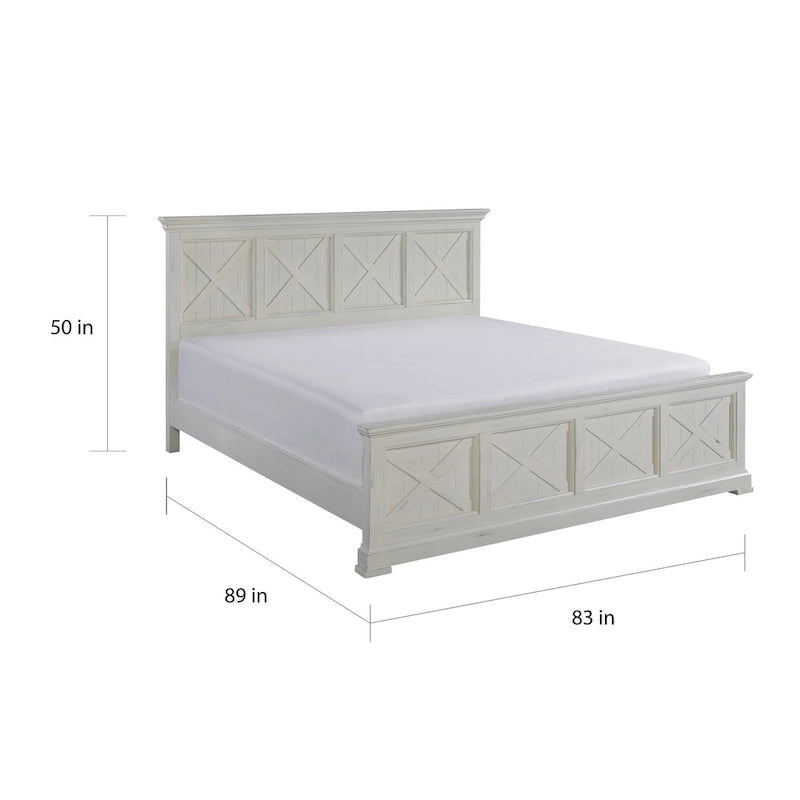 Ensemble 3 pièces lit King, table de chevet et commode à détails en X