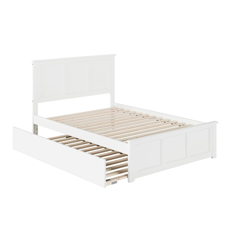 Lit plateforme double Madison White avec lit gigogne double