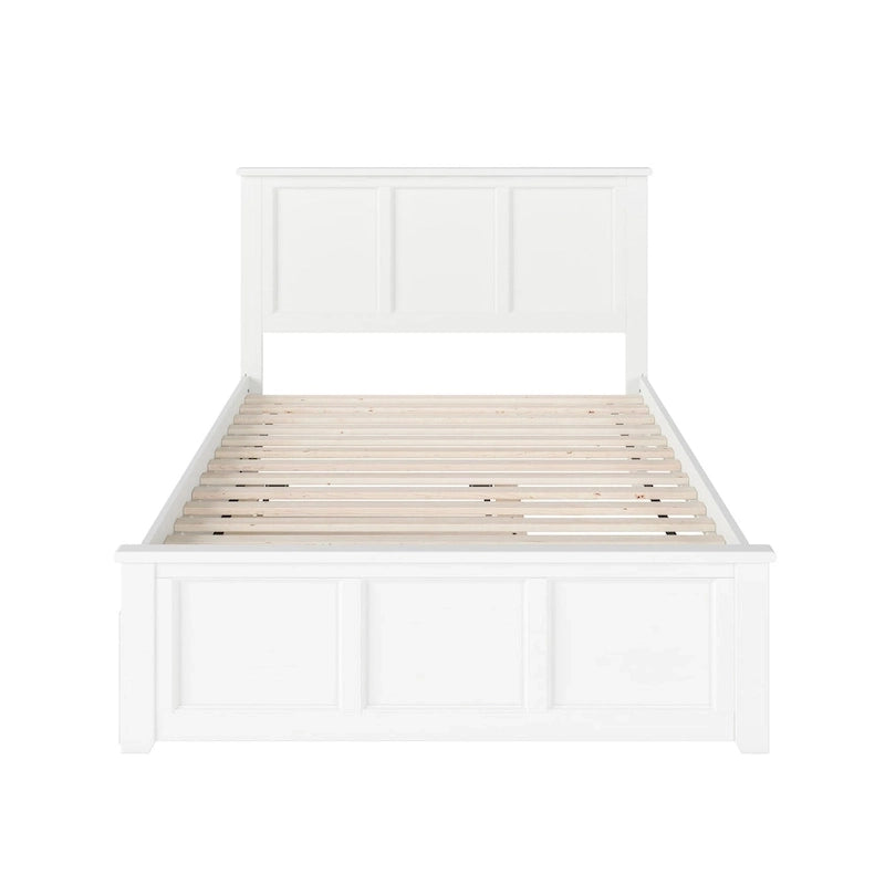 Lit plateforme double Madison White avec lit gigogne double