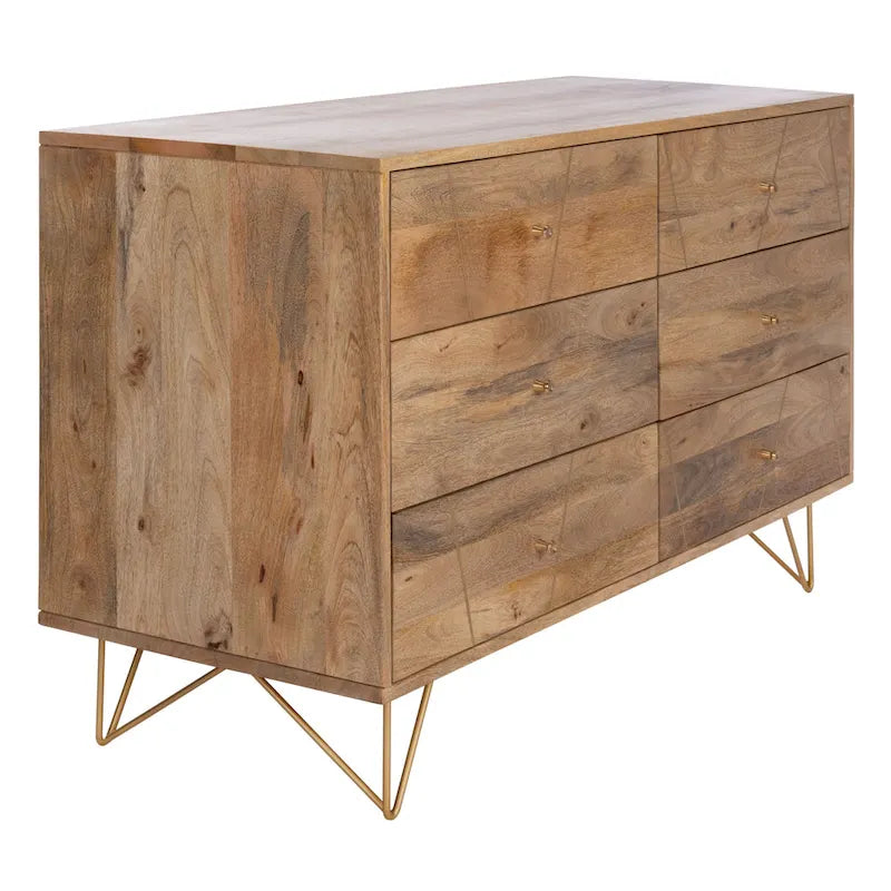 Commode Hanni à 6 tiroirs avec pieds épingles