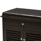 Banc de rangement à chaussures contemporain marron foncé à 2 tiroirs