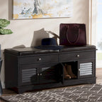 Banc de rangement à chaussures contemporain marron foncé à 2 tiroirs