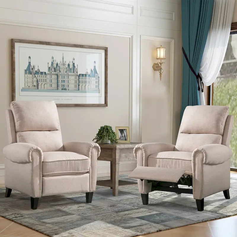 Fauteuil inclinable à dossier basculant, revêtu de chenille, avec repose-pieds fixe