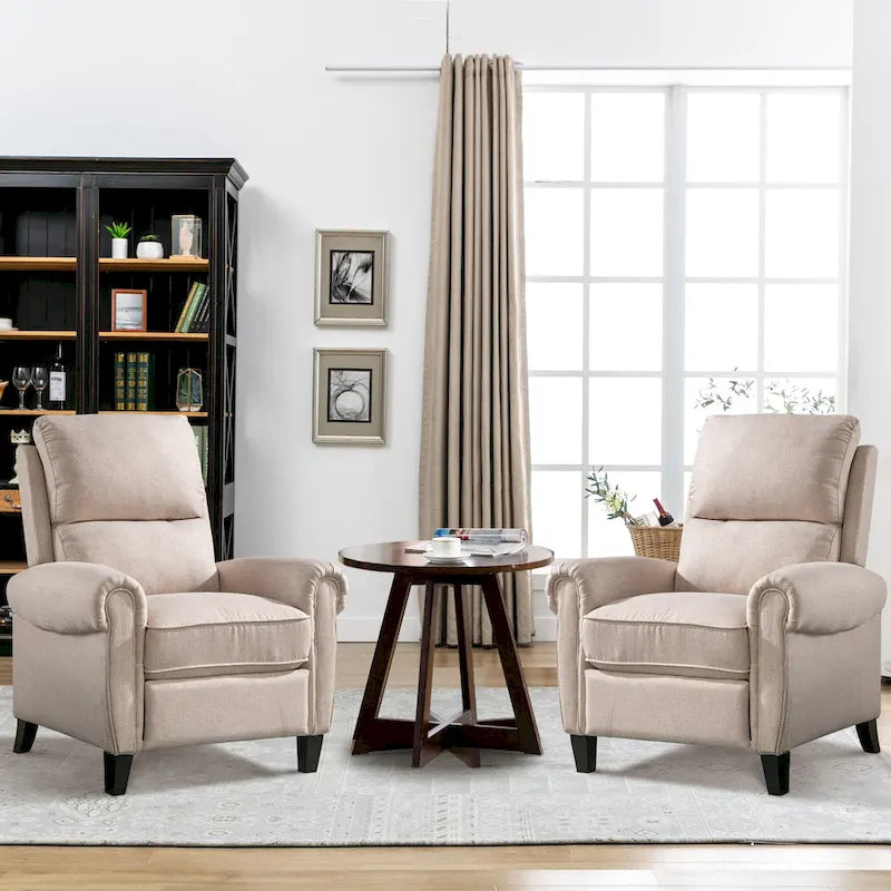 Fauteuil inclinable à dossier basculant, revêtu de chenille, avec repose-pieds fixe