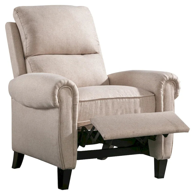 Fauteuil inclinable à dossier basculant, revêtu de chenille, avec repose-pieds fixe