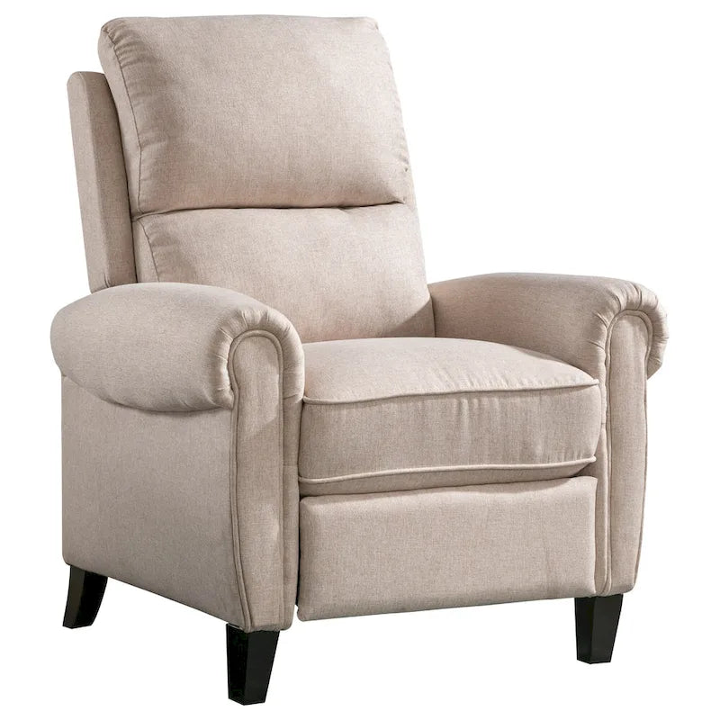 Fauteuil inclinable à dossier basculant, revêtu de chenille, avec repose-pieds fixe