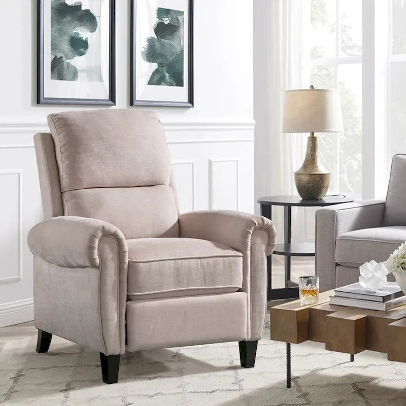 Fauteuil inclinable à dossier basculant, revêtu de chenille, avec repose-pieds fixe
