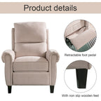 Fauteuil inclinable à dossier basculant, revêtu de chenille, avec repose-pieds fixe
