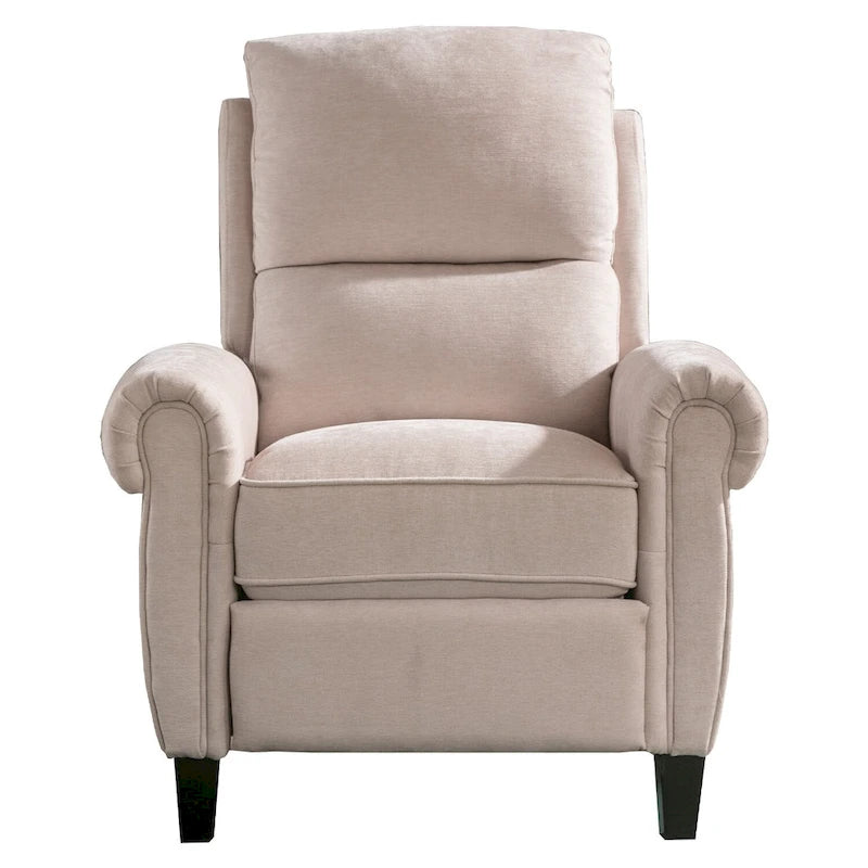 Fauteuil inclinable à dossier basculant, revêtu de chenille, avec repose-pieds fixe