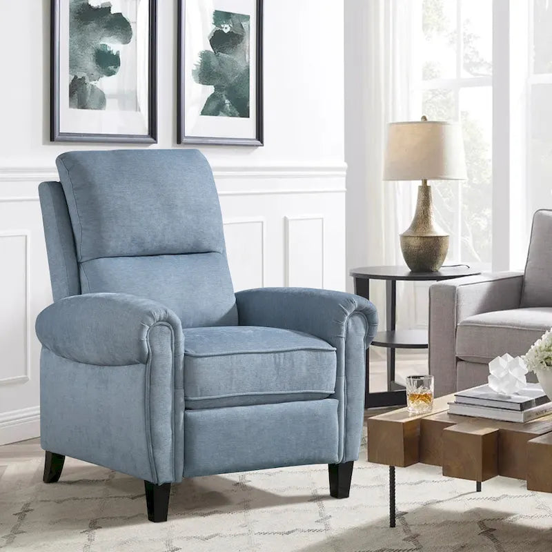 Fauteuil inclinable à dossier basculant, revêtu de chenille, avec repose-pieds fixe