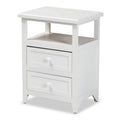 Table de bout Karsen en bois blanc au fini moderne et contemporain à 2 tiroirs