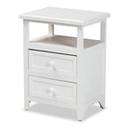 Table de bout Karsen en bois blanc au fini moderne et contemporain à 2 tiroirs