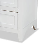 Table de bout Karsen en bois blanc au fini moderne et contemporain à 2 tiroirs