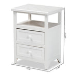 Table de bout Karsen en bois blanc au fini moderne et contemporain à 2 tiroirs