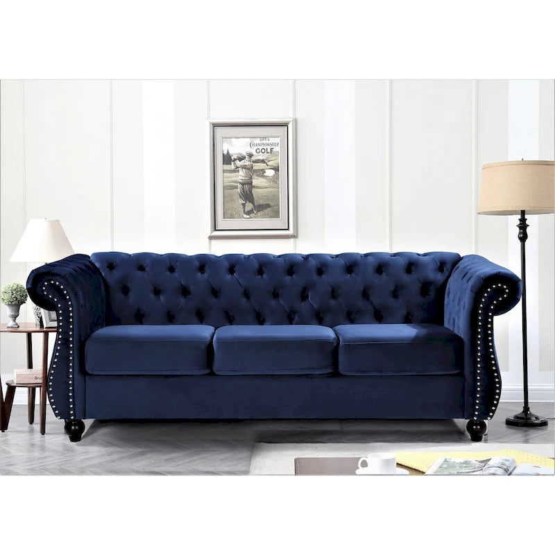 Ensemble de salon 2 pièces Chesterfield en velours