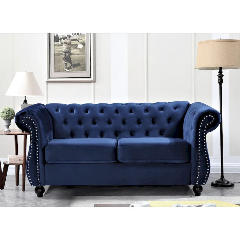 Ensemble de salon 2 pièces Chesterfield en velours