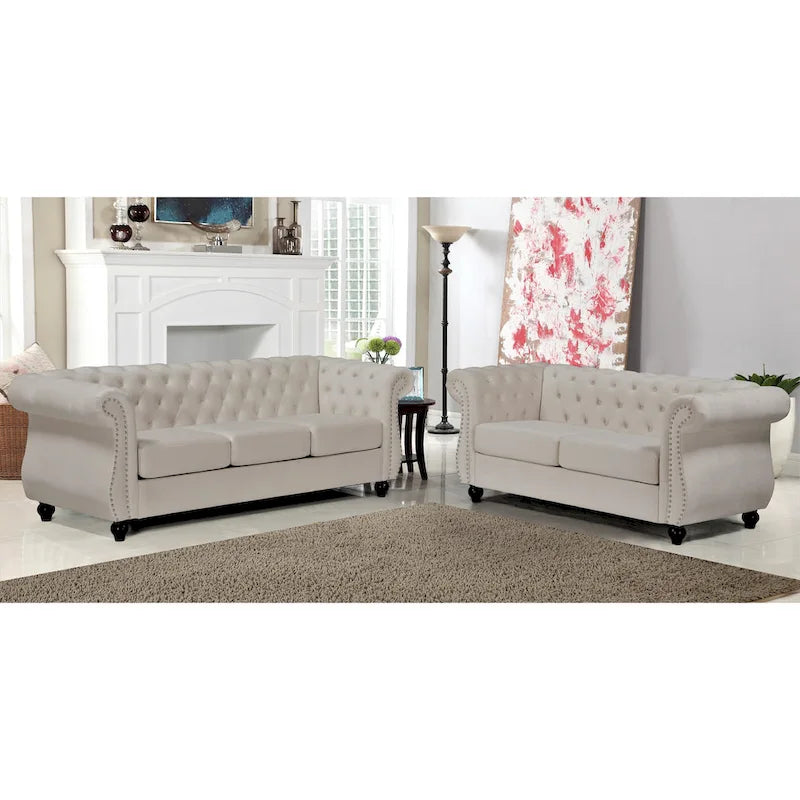 Ensemble de salon 2 pièces Chesterfield en velours