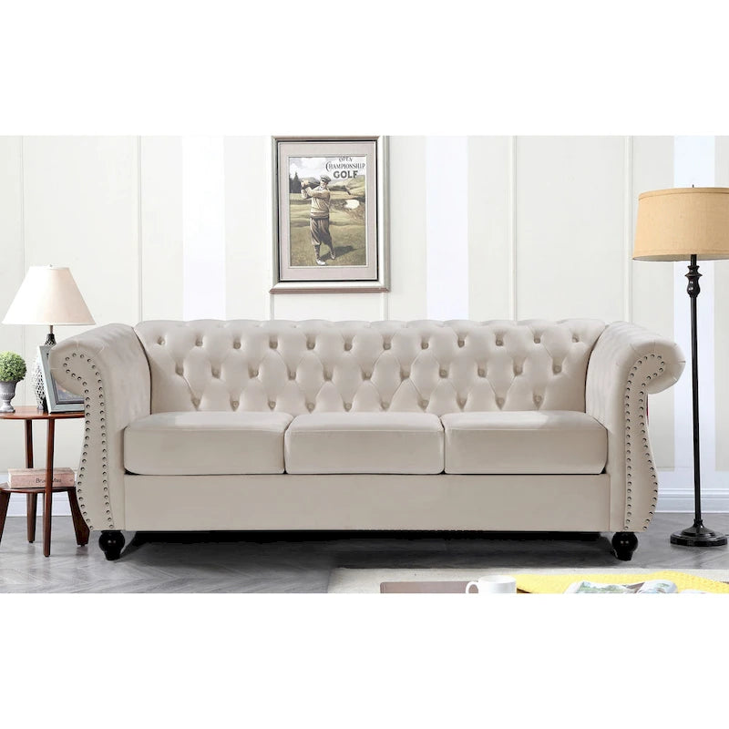 Ensemble de salon 2 pièces Chesterfield en velours