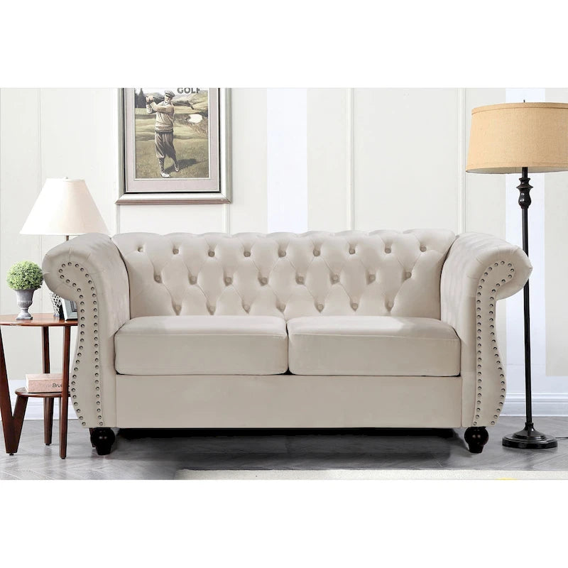 Ensemble de salon 2 pièces Chesterfield en velours