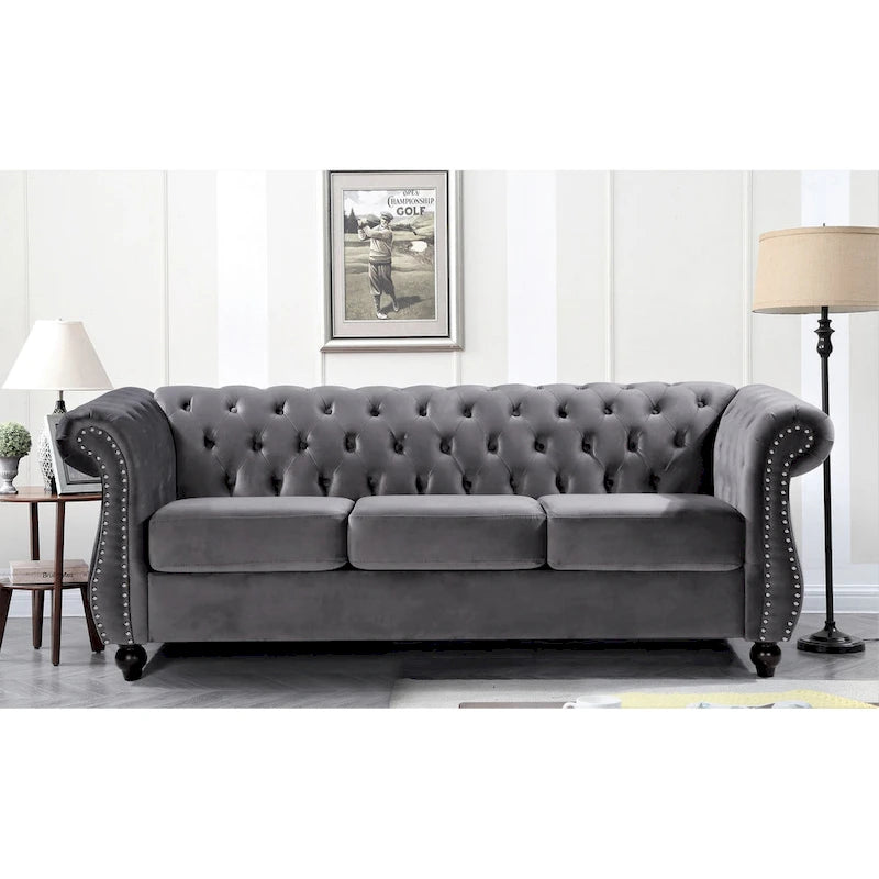 Ensemble de salon 2 pièces Chesterfield en velours