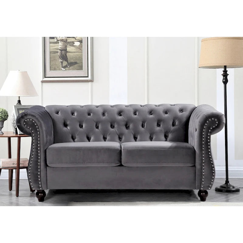 Ensemble de salon 2 pièces Chesterfield en velours