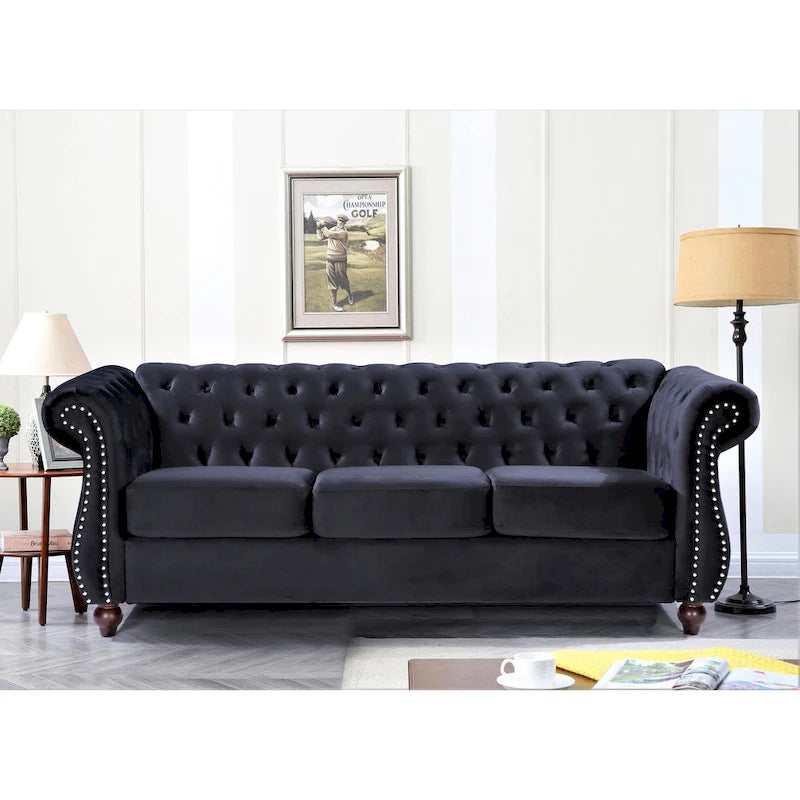 Ensemble de salon 2 pièces Chesterfield en velours