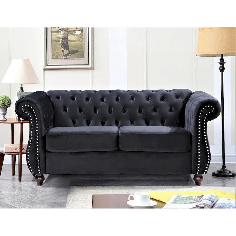 Ensemble de salon 2 pièces Chesterfield en velours