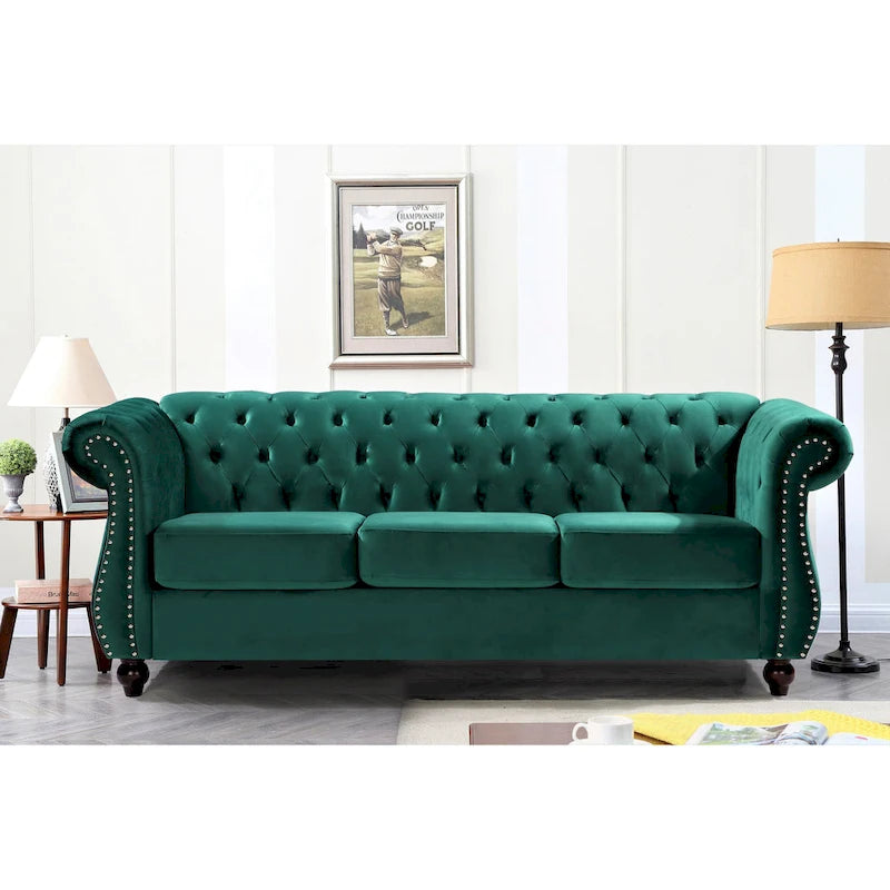 Ensemble de salon 2 pièces Chesterfield en velours