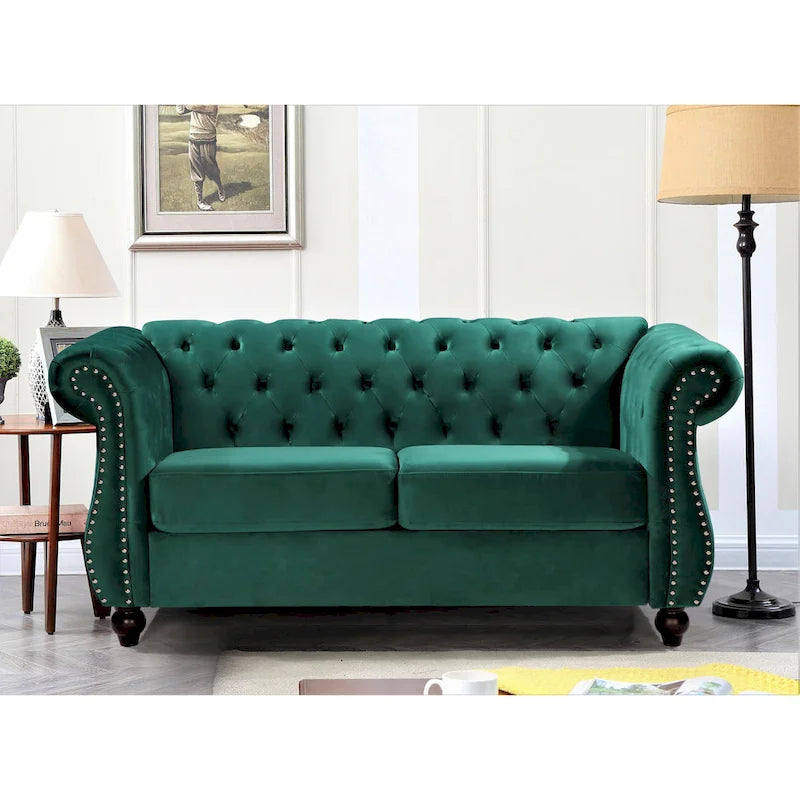 Ensemble de salon 2 pièces Chesterfield en velours
