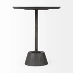 Table d'appoint ronde Maxwell en bois marron foncé avec piédestal en métal noir