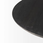 Table d'appoint ronde Maxwell en bois marron foncé avec piédestal en métal noir