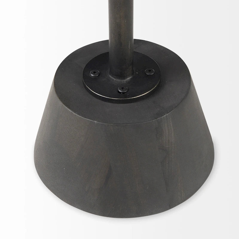 Table d'appoint ronde Maxwell en bois marron foncé avec piédestal en métal noir