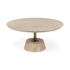 Table d'appoint ronde Maxwell en bois marron foncé avec piédestal en métal noir