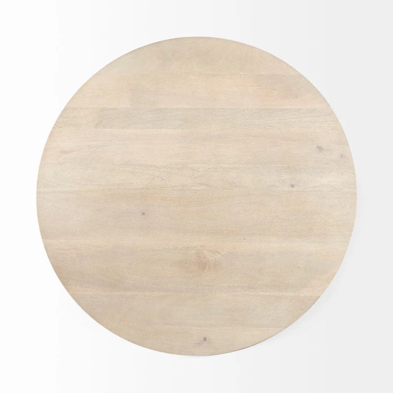 Table d'appoint ronde Maxwell en bois marron foncé avec piédestal en métal noir