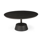 Table d'appoint ronde Maxwell en bois marron foncé avec piédestal en métal noir