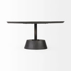 Table d'appoint ronde Maxwell en bois marron foncé avec piédestal en métal noir