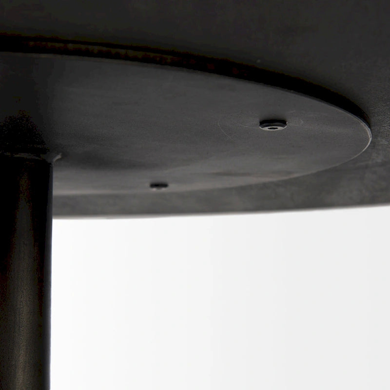 Table d'appoint ronde Maxwell en bois marron foncé avec piédestal en métal noir