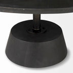 Table d'appoint ronde Maxwell en bois marron foncé avec piédestal en métal noir