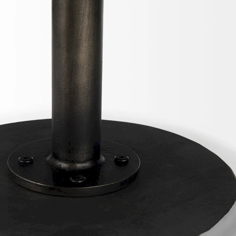 Table d'appoint ronde Maxwell en bois marron foncé avec piédestal en métal noir
