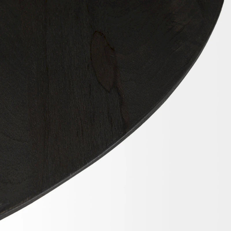 Table d'appoint ronde Maxwell en bois marron foncé avec piédestal en métal noir