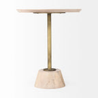 Table d'appoint ronde Maxwell en bois marron foncé avec piédestal en métal noir