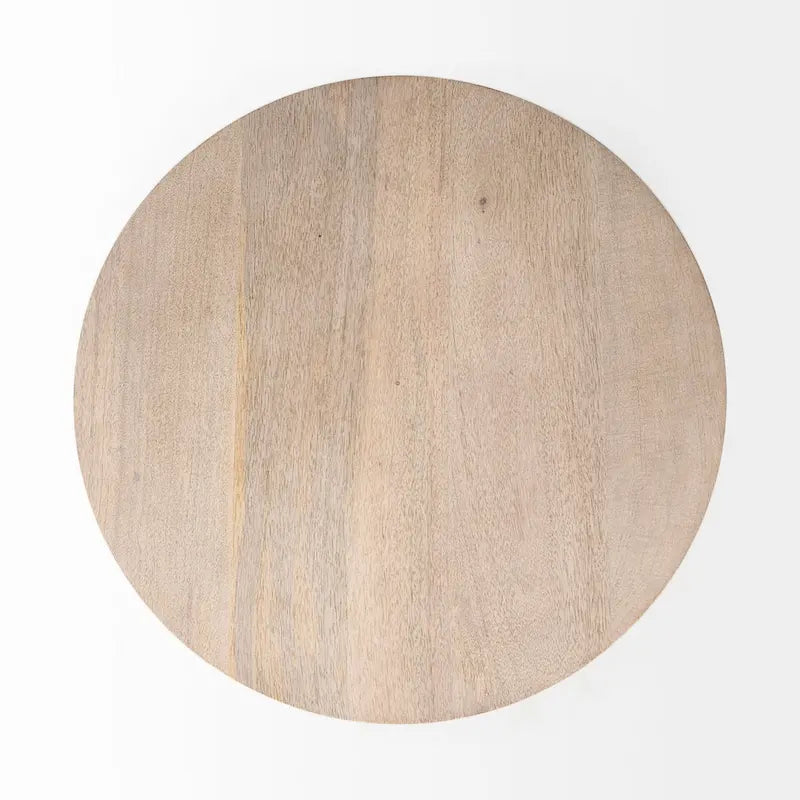 Table d'appoint ronde Maxwell en bois marron foncé avec piédestal en métal noir