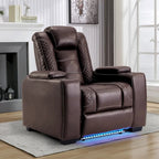 Fauteuil inclinable électrique avec appuie-tête réglable, ports USB et porte-gobelets, rangement dissimulé dans les accoudoirs pour cinéma maison